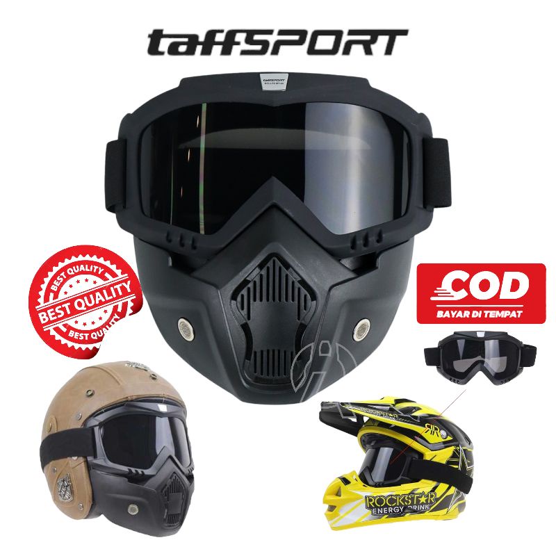 TaffSport BOLLFO Mask Makser Kacamata Goggles Adventure Motor Trail Retro Anti Glare Windproof