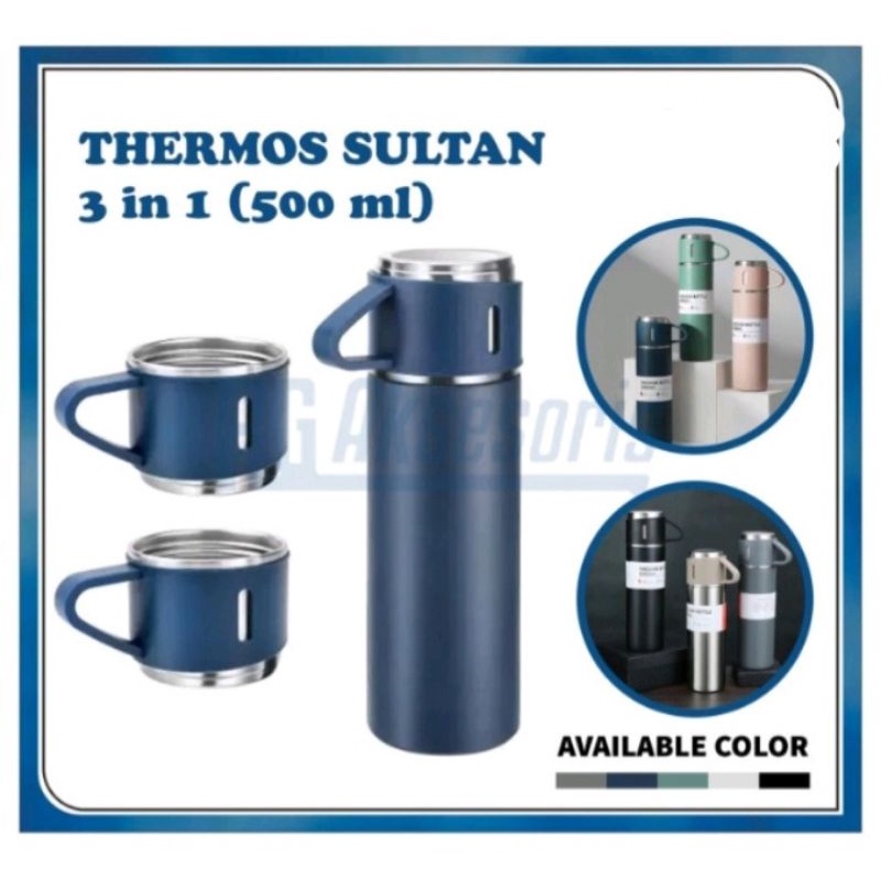Set Termos Sultan 3 in 1 / Set Termos Mini Vacuuk Flask 500 ML / Termos Cangkir 3 in 1