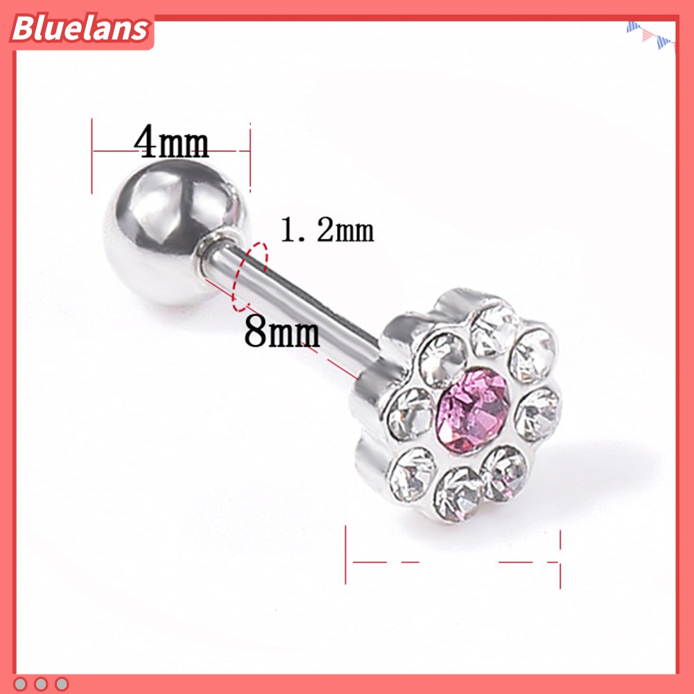 1pc Anting Stud Cubic Zirconia Bentuk Bunga Untuk Wanita