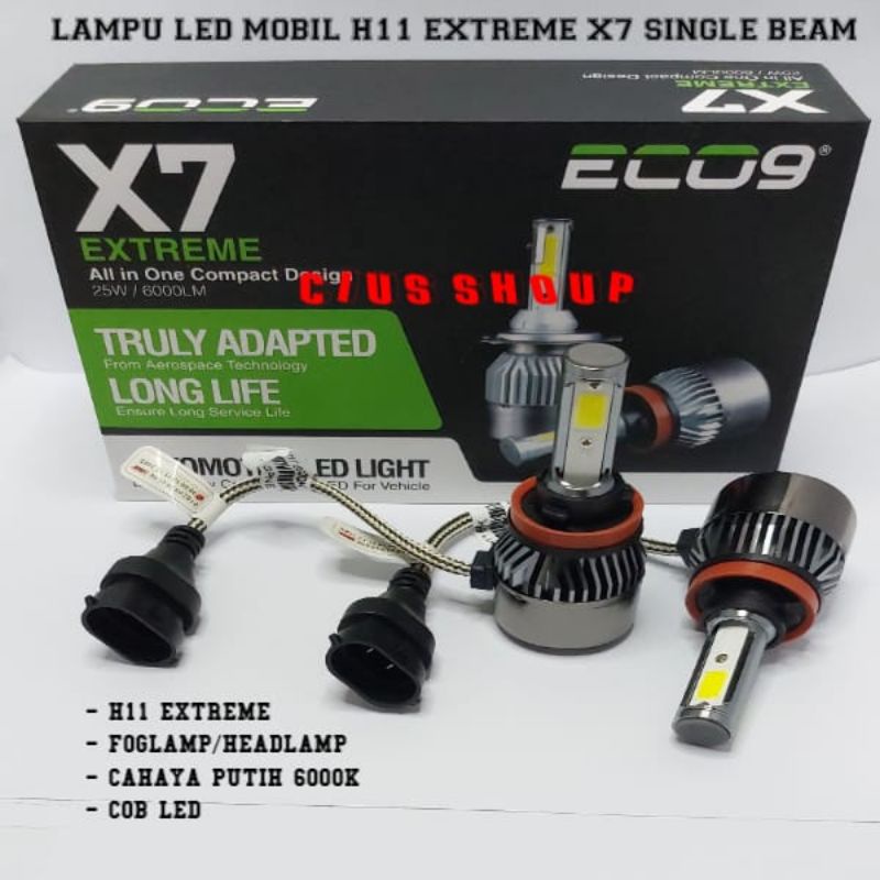 LAMPU LED HEADLAMP FOGLAMP MOBIL X7 EXTREME H4 H11 HB3(9005) HB6(9006) LED COB EXTREME WARNA CAHAYA