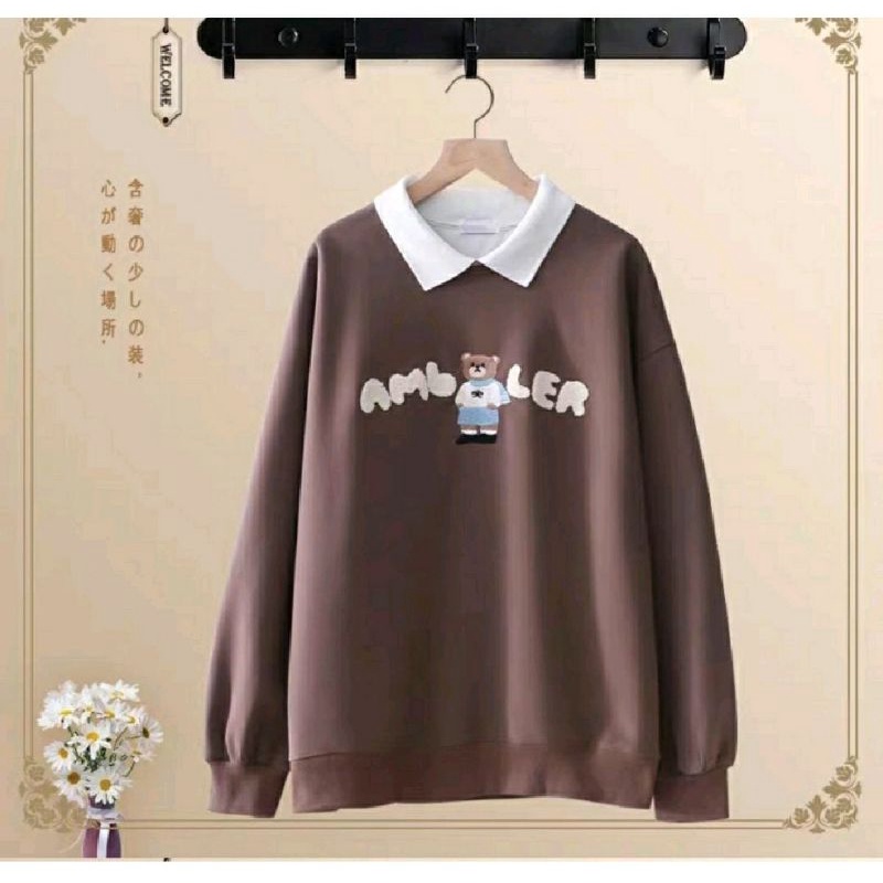 sweater cerah unisex / coral sweater terkinj / SWEATER AMBLER BEAR CORAL