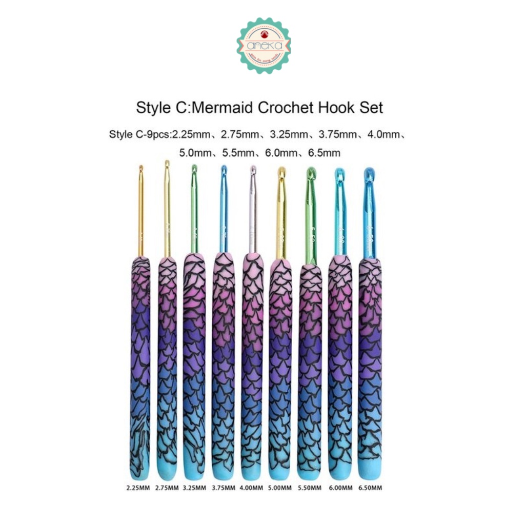 AnekaBenang - Jarum Rajut / Hakpen / Karet Multicolor / Crochet Hook Mermaid