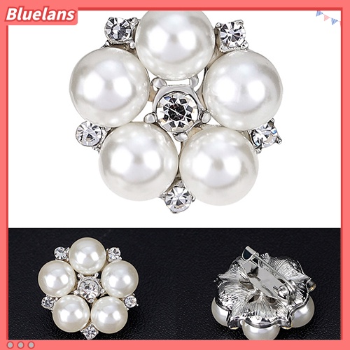 Bluelans Fashion Rhinestone Flower Brooch Pin Imitation Pearl Wedding Jewelry Accessory