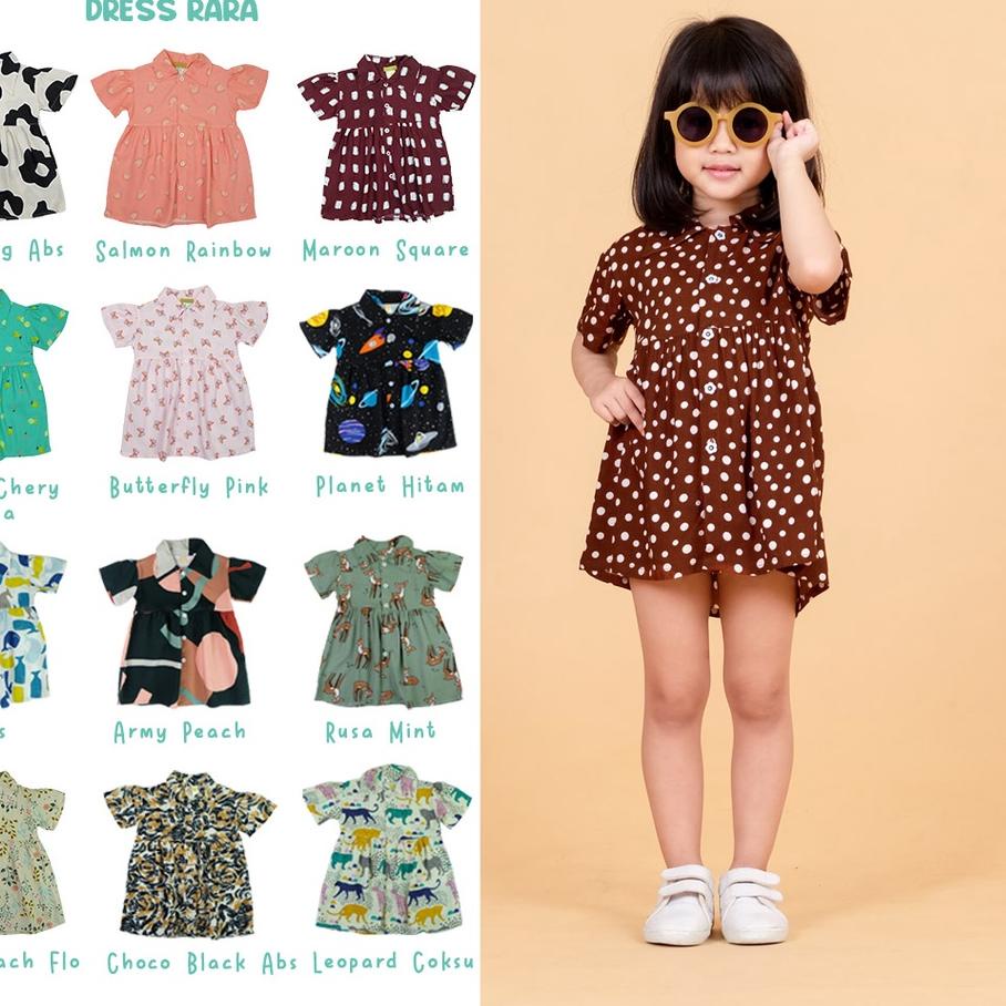 Best baju rayon anak perempuan dress kaos fullprint model rok 1 2 3 4 5 6 tahun
