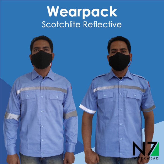 Baju Bengkel Kemeja Wearpack Safety Teknisi Mekanik [Biru Muda]