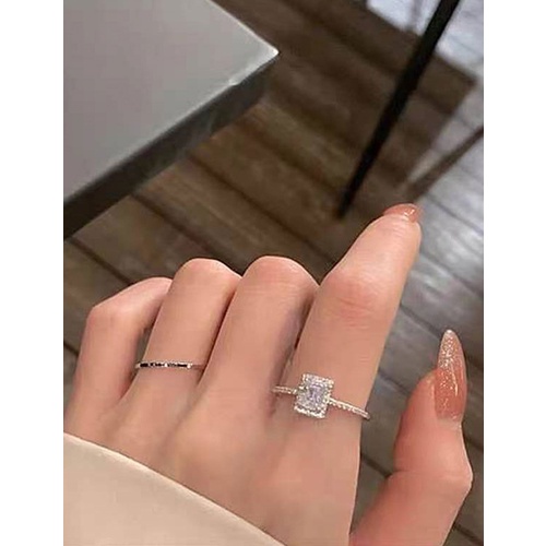 LRC Cincin Fashion Three-dimensional Square Inlaid Zirconium A6364X