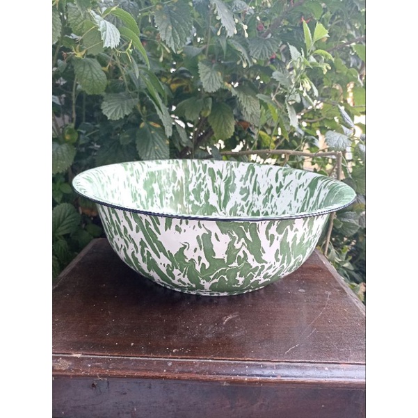 Baskom Waskom 40 cm Blirik Hijau Besar Enamel Timbangan