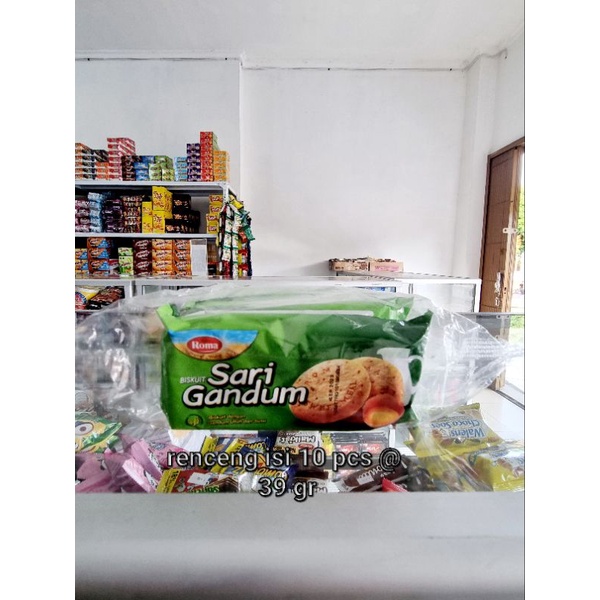 

Roma sari gandum @39 gr renceng isi 10 pcs utuh dan susu