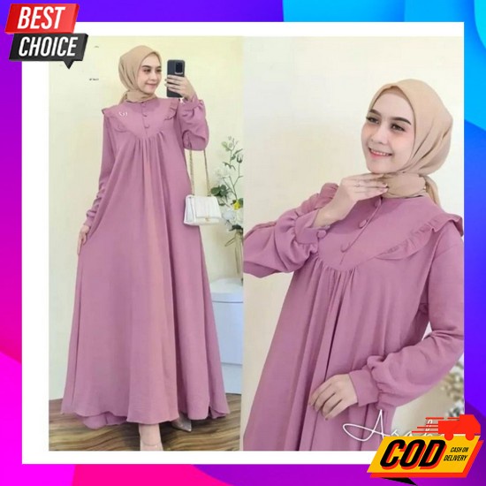 Gamis Syari Terbaru 2022 Set Khimar Gamis Renda Pesta Baju Syari Mewah Asahy Dress Cringkle Air Blow