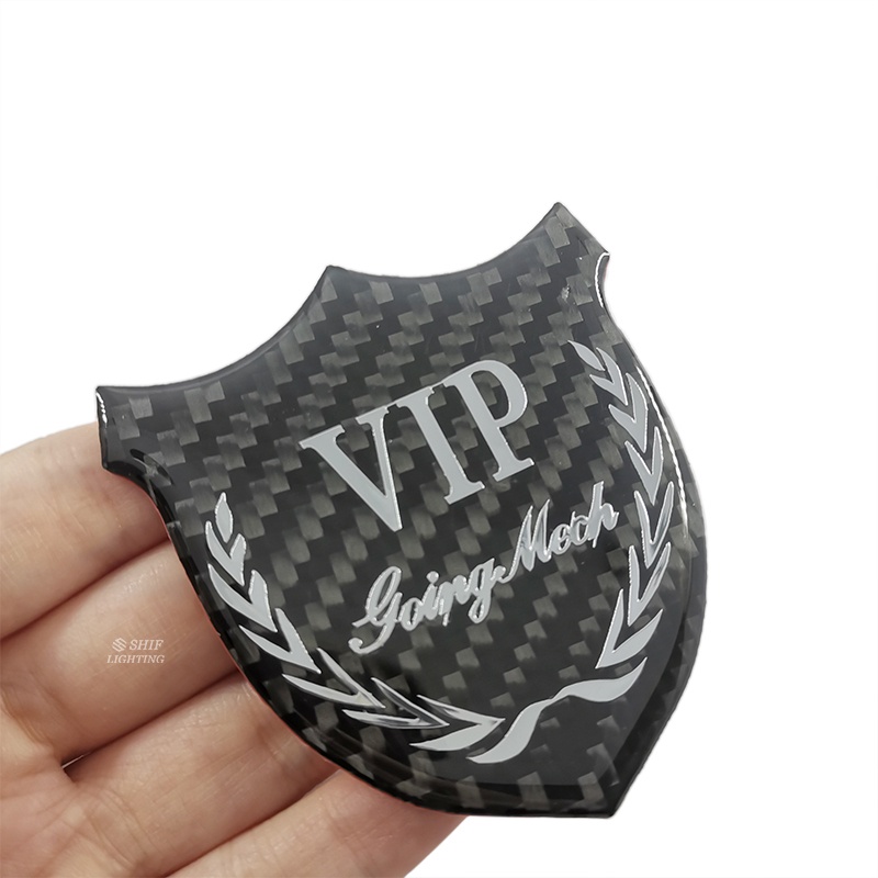 1pc Stiker Emblem Logo VIP MOTORS Bahan Karbon Fiber Untuk Dekorasi Jendela Samping Mobil