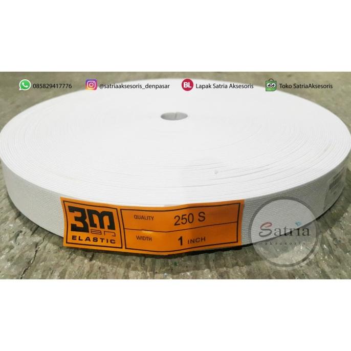Elastis 3M / Bahan Elastic 3M / Karet Elastis 3M 1 inch 2,5cm Putih