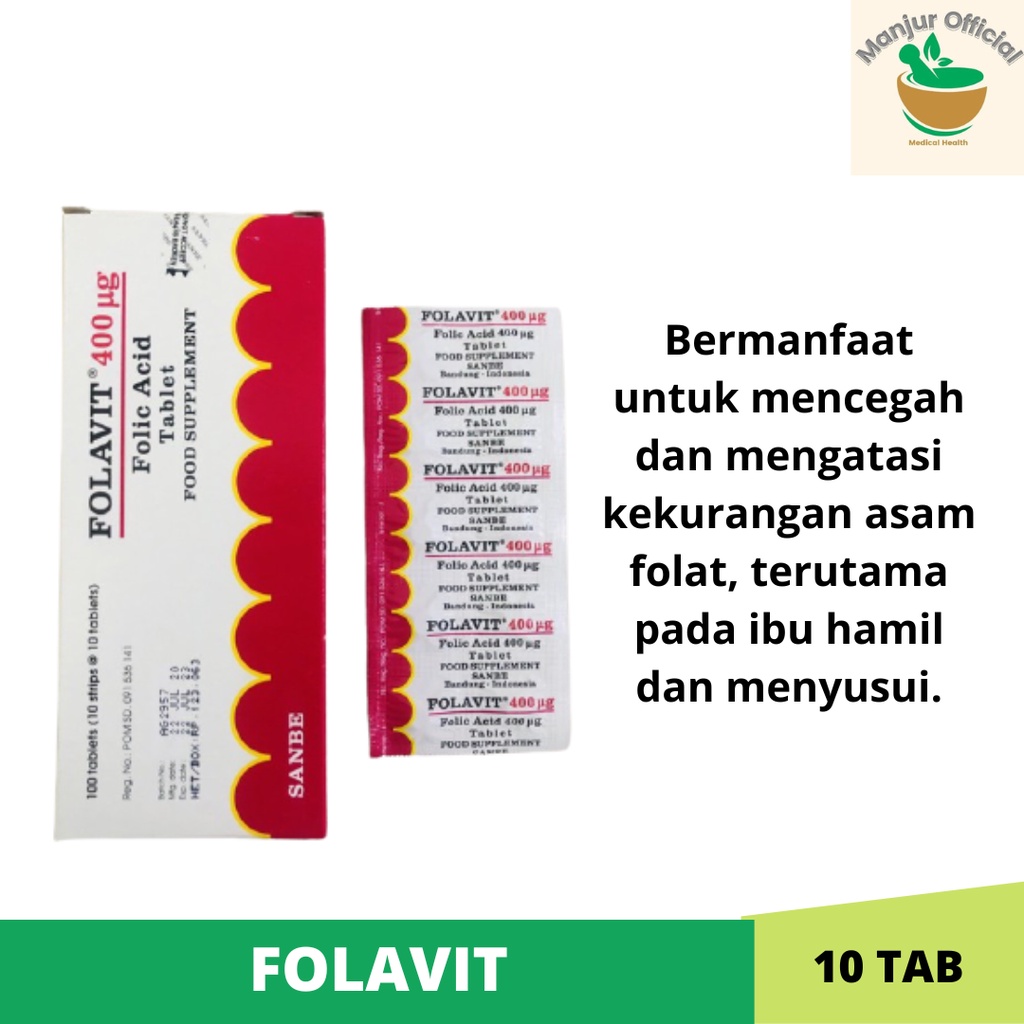 Jual Folavit 400 mcg 10 Tablet Asam Folat Ibu Hamil dan Promil Shopee