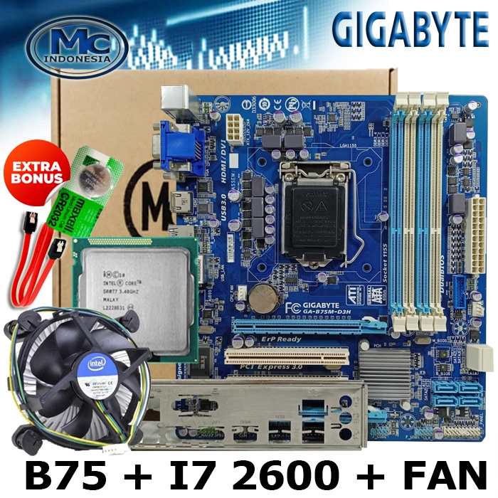 PAKET MOBO Mainboard soket 1155 B75