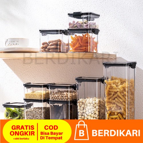 Toples Kotak Snack Kedap Udara Bahan Akrilik / Tempat Penyimpanan Cereal Toples Kotak Bening Kontainer Makanan Food Storage Box