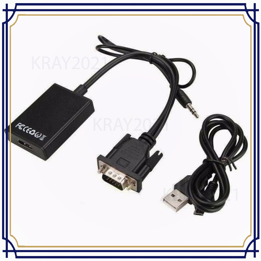 Kabel Adapter Converter VGA Male ke HDMI 1080P dengan Audio KK243