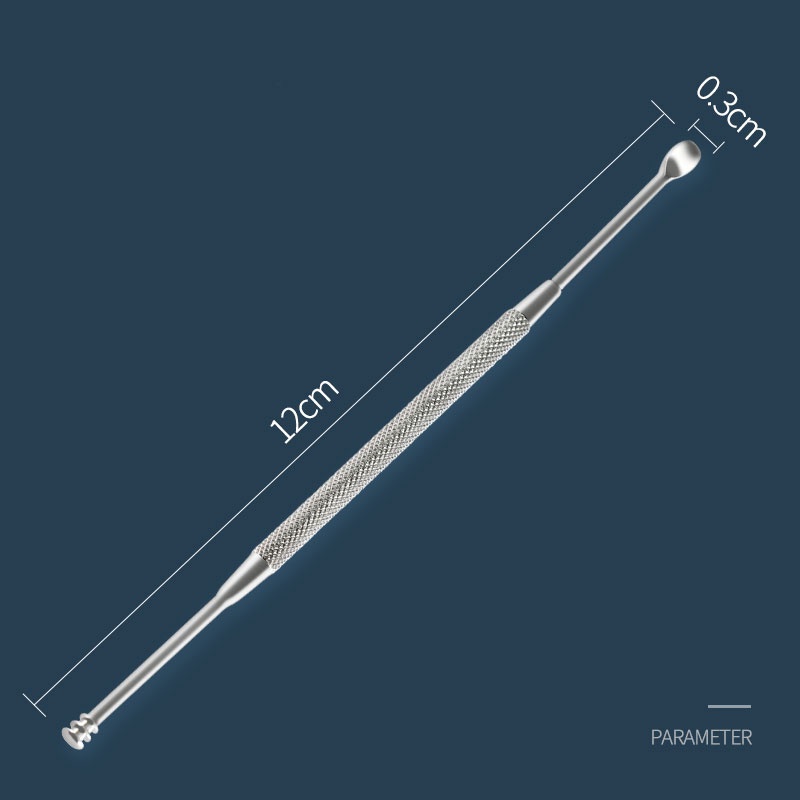 korek kuping besi bulat dua fungsi /  Stainless Steel Earpick 2 in 1 / pembersih telinga / sendok telinga Spiral