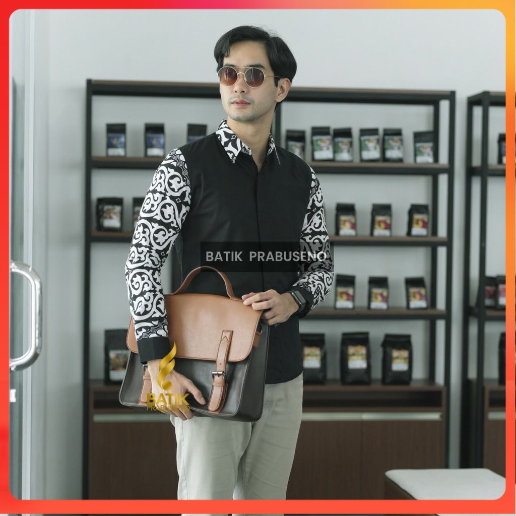 NARYADEWA Kemeja Batik Pria Lengan Panjang Slim Fit Original Ori Prabuseno Full Furing Jumbo Modern 