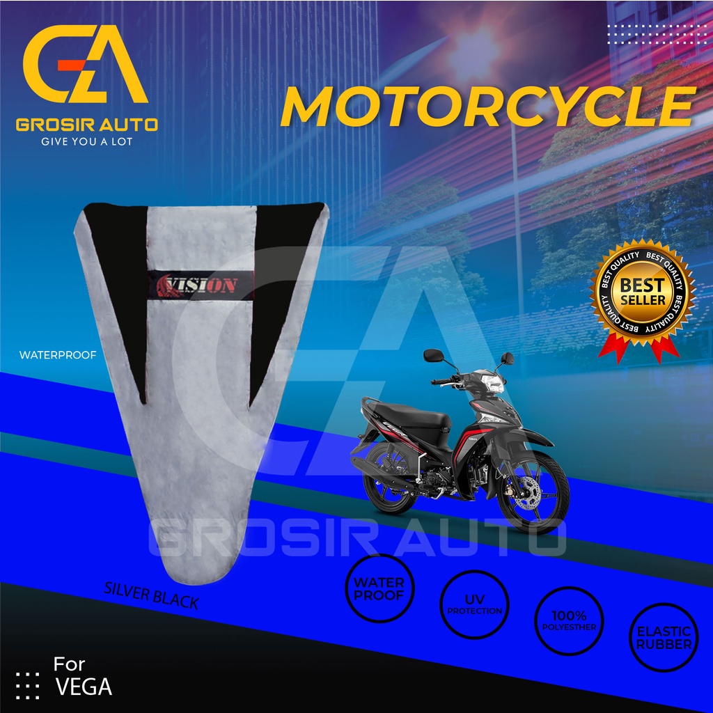 Cover Motor / Selimut Pelindung  Sarung Motor / Penutup Motor Vega Vision Silver Hitam Waterproof