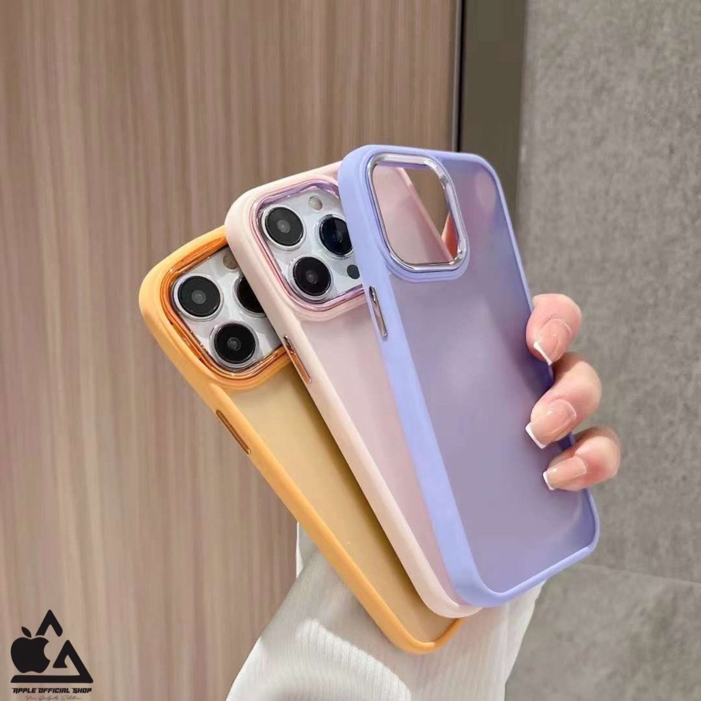 Premium Softcase Dove Kamera Chrome iPhone 13 Pro Max 12 PRO MAX 11 PRO MAX XR X XS MAX 7 7+ 8 8+ SE 2 3 Matte Anti Minyak With Frame Camera Krom Pelindung Kamera Softcase Silikon Jelly Clear Cover Bukan Silicone