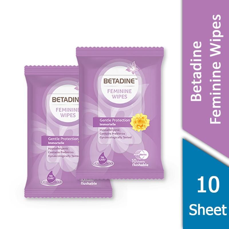 Betadine Feminine Wipes Gentle Protection Immortelle 10s