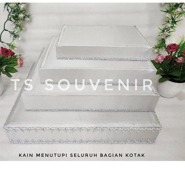 

COD✔️Kotak hantaran / kotak seserahan / box hantaran mika list silver satu set (ecer/grosir)|SQ7