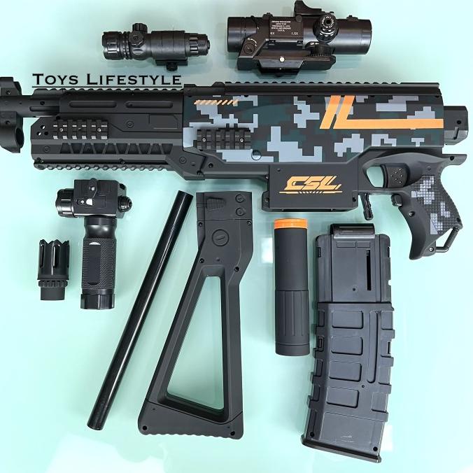 Mainan Tembakan Model Nerf Soft Bullet M416 Auto / Elektrik By Eastern