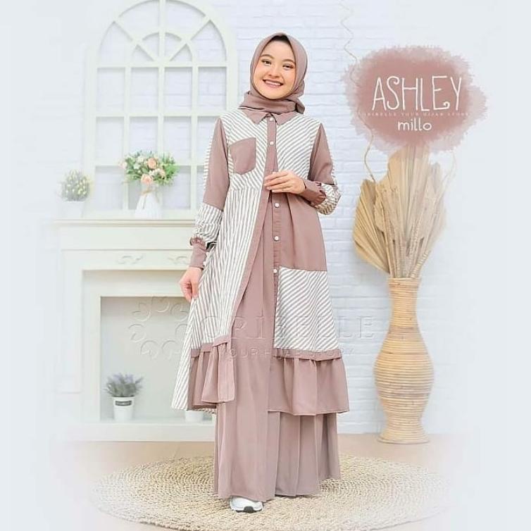 Ashley Kids Baju Muslim Anak Gamis Anak Perempuan Usia7-13th Baju Muslim Tanggung "PBR.31Oc22ᴸ"