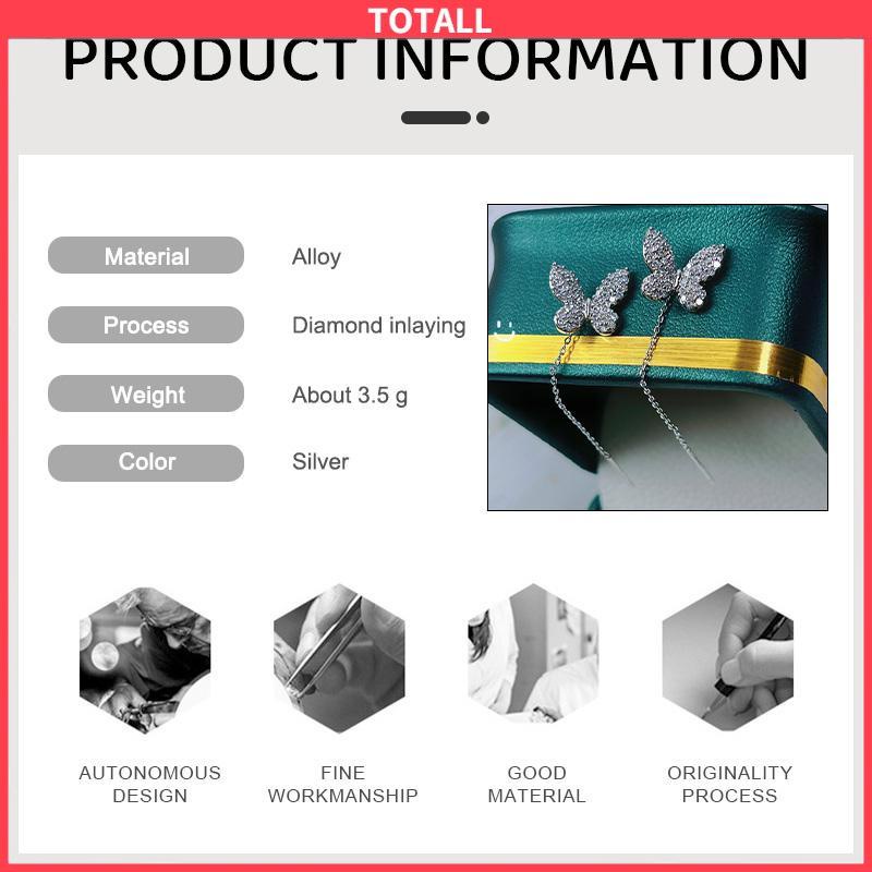 COD Anting Kupu-kupu Yang Dibor Penuh Rumbai Panjang Garis Telinga Mewah Bermutu Tinggi Wanita-Totall