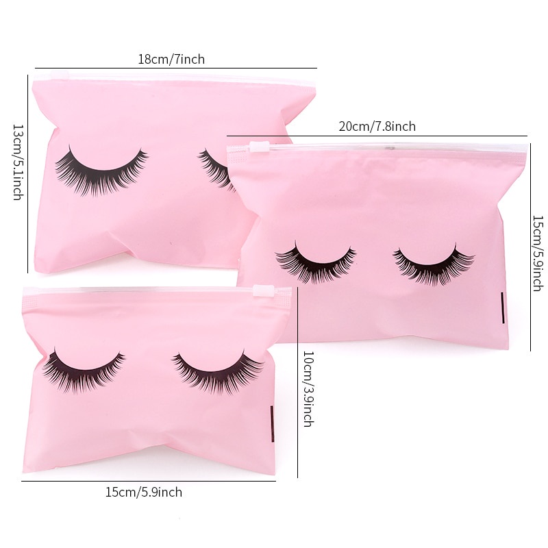 20 / 50 / 100 Pcs Tas Pouch Bulu Mata Kosong Dengan Ritsleting Untuk Makeup