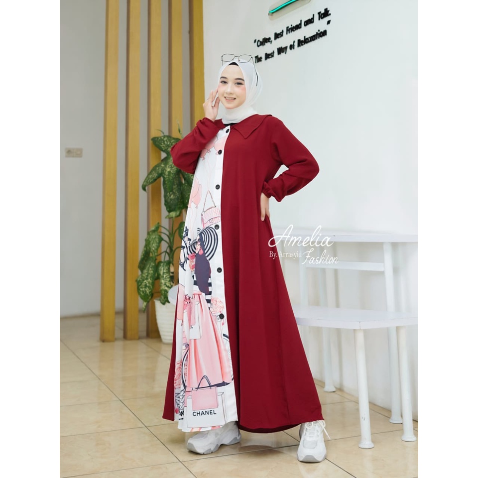 MIDI/MAXI DRESS SANIA AMELIA GAMIS SUBLIM PRINTING CRINGKEL IMPORT MOTIF MEWAH