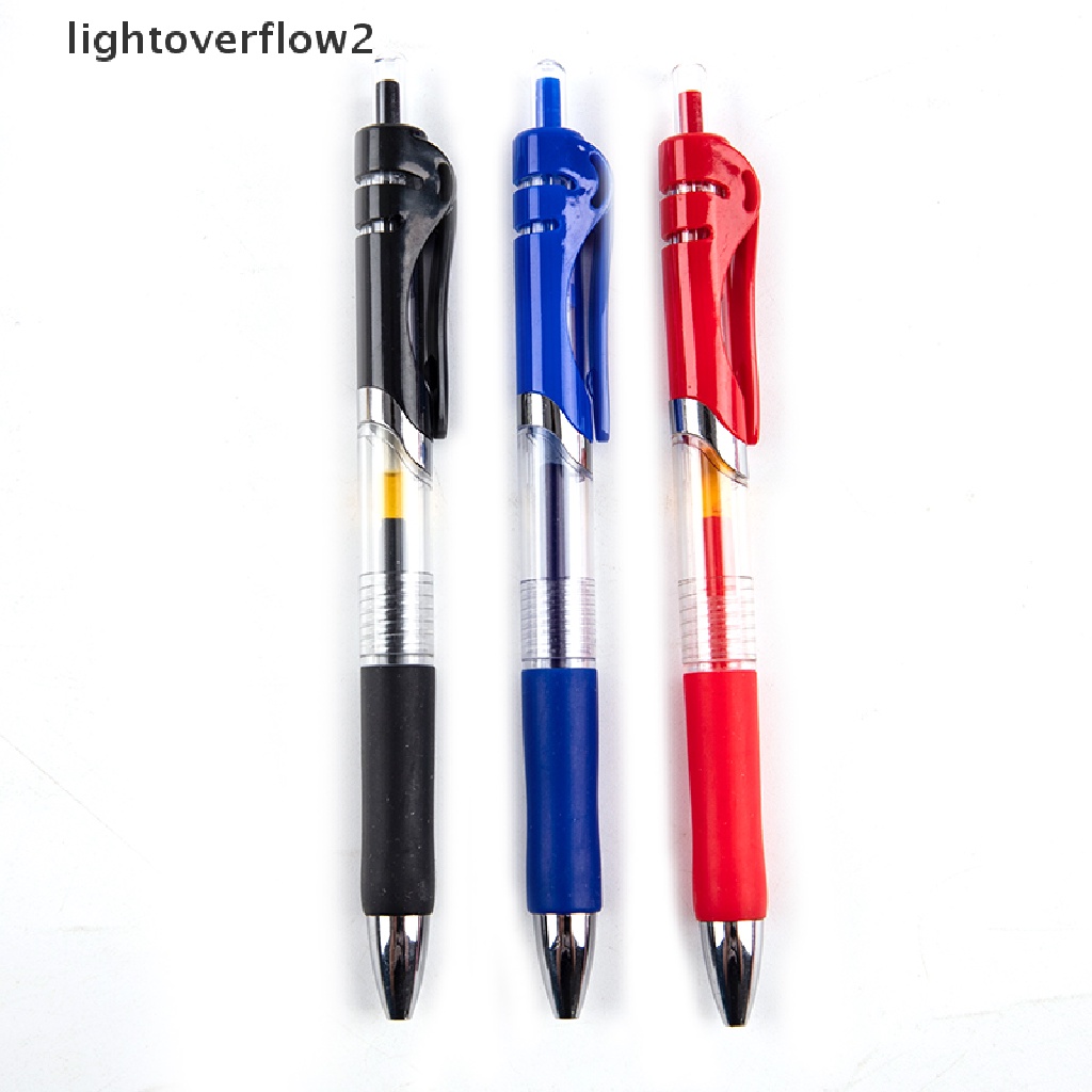 (lightoverflow2) 1 Pulpen + 10 Refill / 50Pcs Refill Tinta Gel Tekan Manual Untuk Sekolah / Kantor