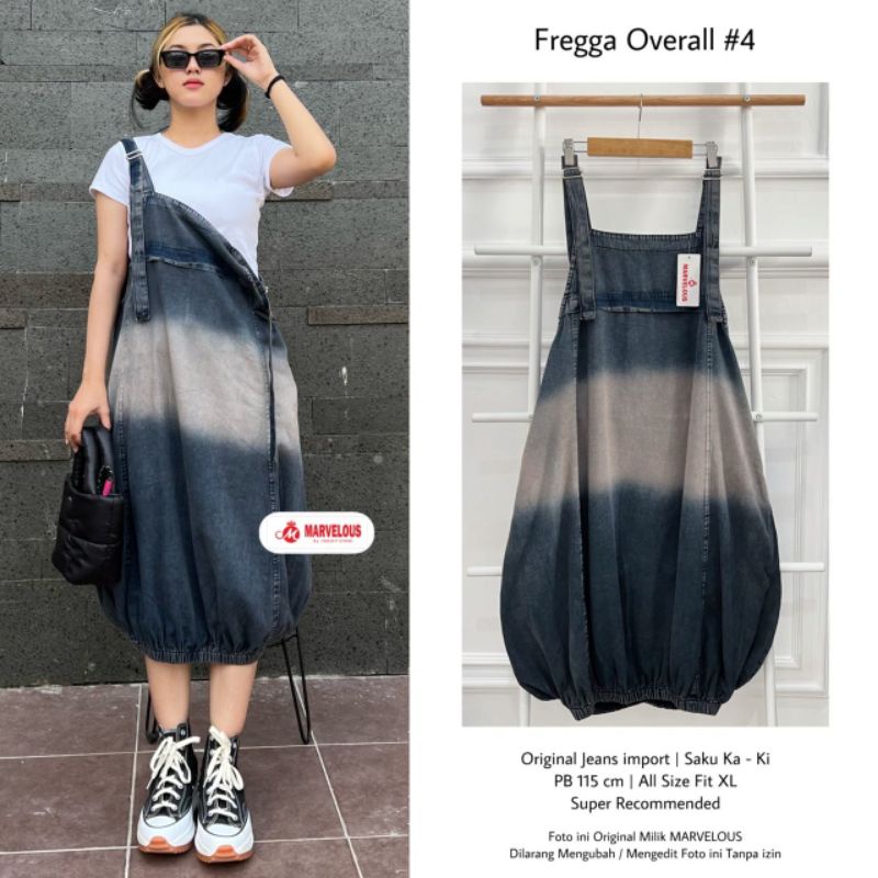 FREGGA OVERALL #4 / OVERALL JEANS WANITA MUSLIMAH / Kekinian gradasi BY MARVELOUS