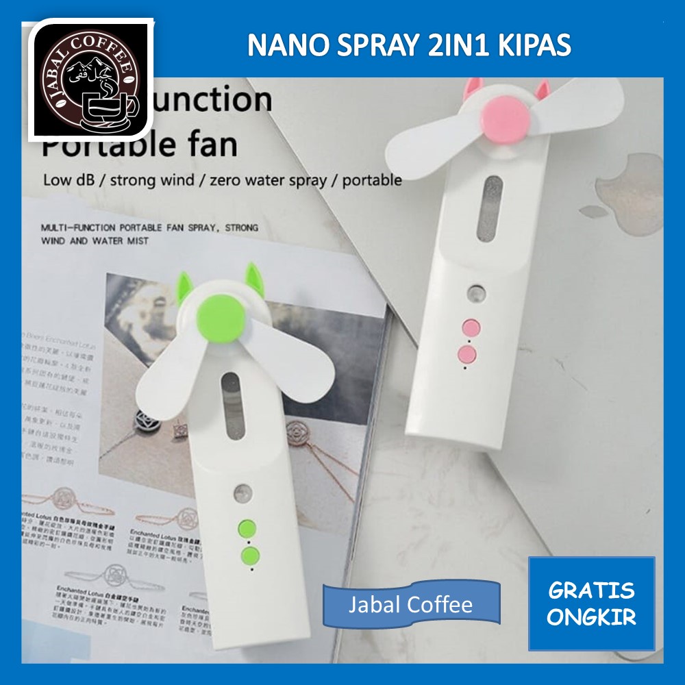 Nano Mist Spray Generasi Humidifier Pocket Fan Perawatan Wajah / Nano Spray 2 In 1 Kipas Angin USB Rechargeable