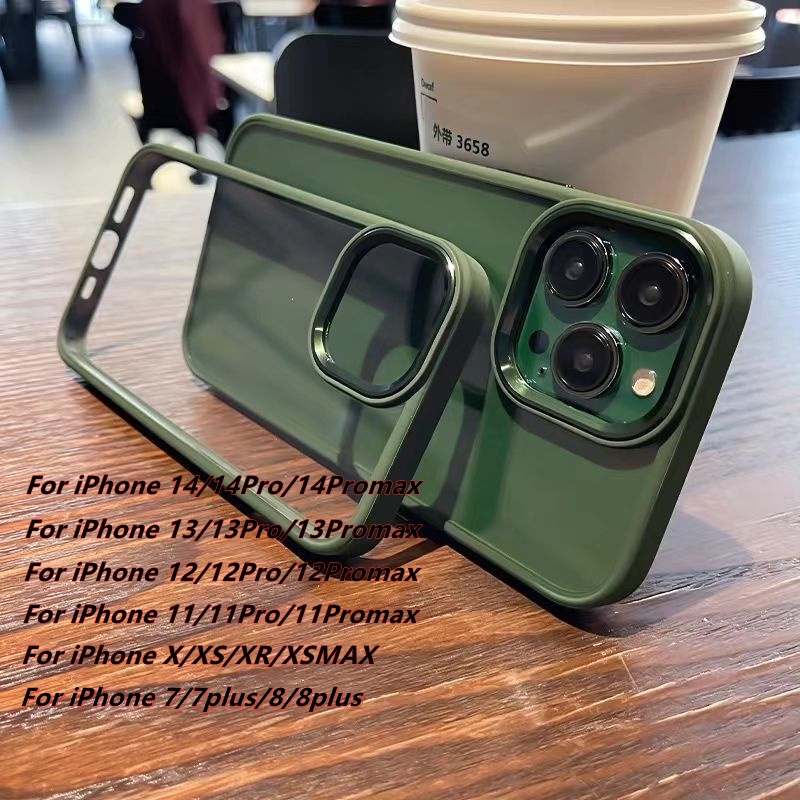 NEW ！！Dark purple Alpine Green Transparent Metal Lens Protection Case For iPhone 14 13 12 11 Pro XS Max XR X 7 8 Plus Silicone Bumper Shockproof Cove