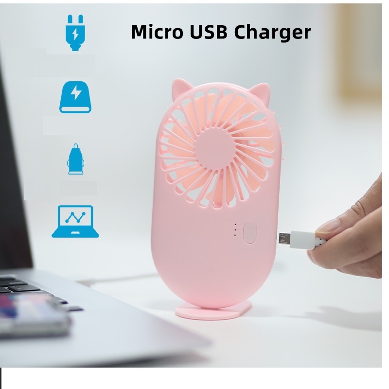 Local Stock Macroon Color USB Charger Mini Kipas Agin 2 in 1 Phone Portable Mini Cute Pocket Fans - Pink, White, Green