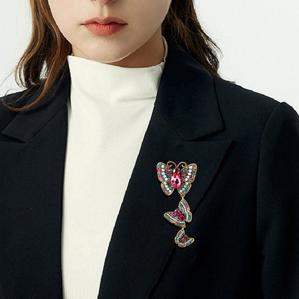 Agustina Wanita Bros Niche Desain Pin Serangga Kupu-Kupu Upacara Perjamuan Berlian Imitasi Alloy Aksesori Pakaian