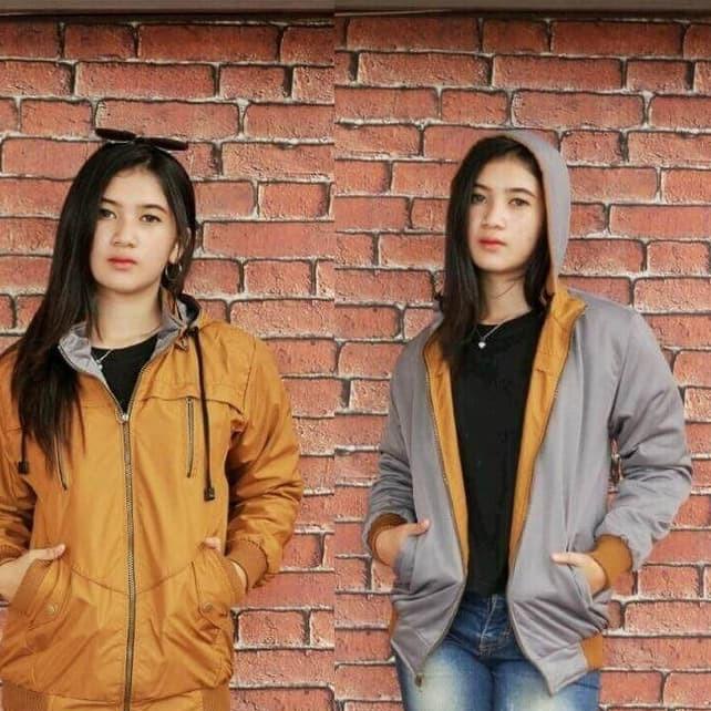 Produk trendy--Jaket Parasut parasut wanita/jaket bolak balik wanita/jaket cewek/jaket parasut wanit