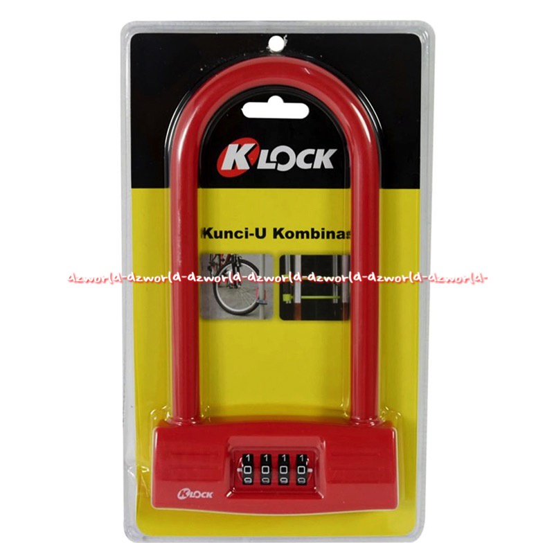 K-Lock Gembok Kombinasi Kunci U 30cm Hitam Merah Alat Pengunci Motor Sepeda Gembok Ikat Ke Tiang dengan Nomer Klock K Lock U Key Combination Padlock Rantai Tiang