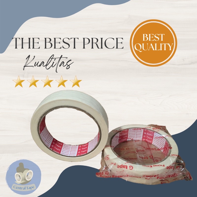 

Masking Tape warna putih / Lakban kertas . Ukuran : 24 mm x 23 Yard
