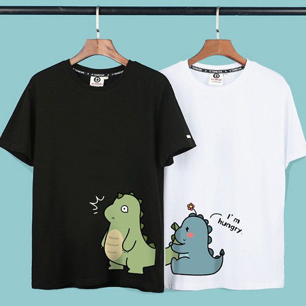 TSHIRT COUPLE DINOSAURUS MATCHING // KAOS UNISEX SIZE M TO XL COTTON COMBAD PREMIUM LEMBUT TERBARU,