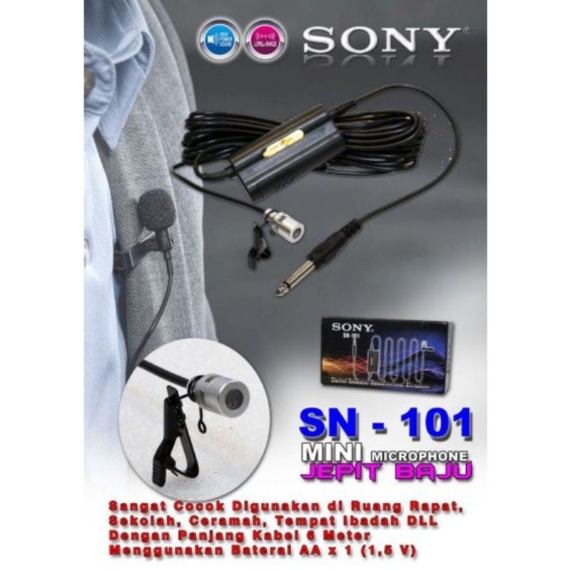 mic jepit sony  SN 101 / mic sony SN101 / mic clip on sony / mic condensor / mic imam / mic jepit baju / clip on microphone