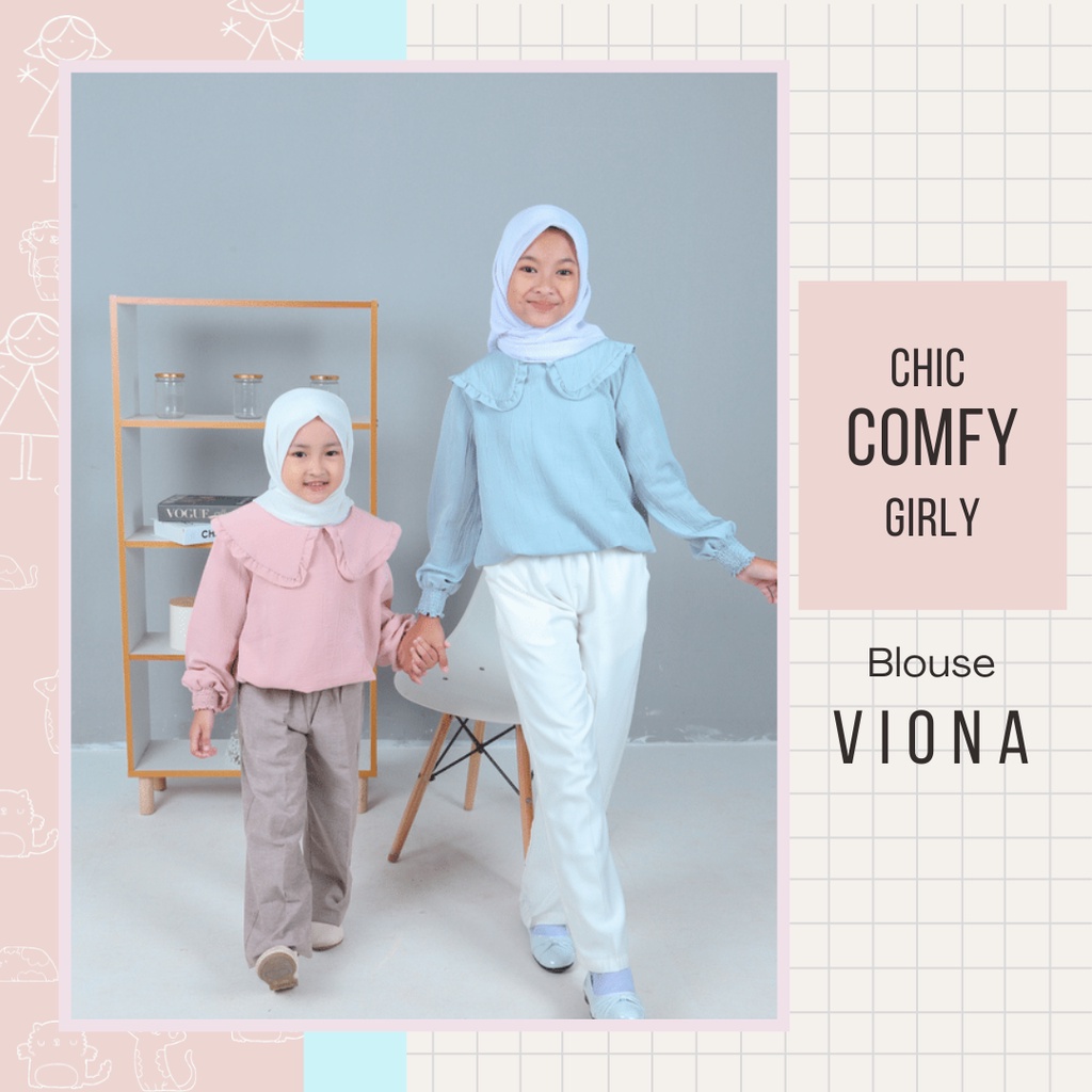 Baju Pakaian Muslim Anak Cewek Perempuan Atasan Blouse Umur 6-13 Tahun
