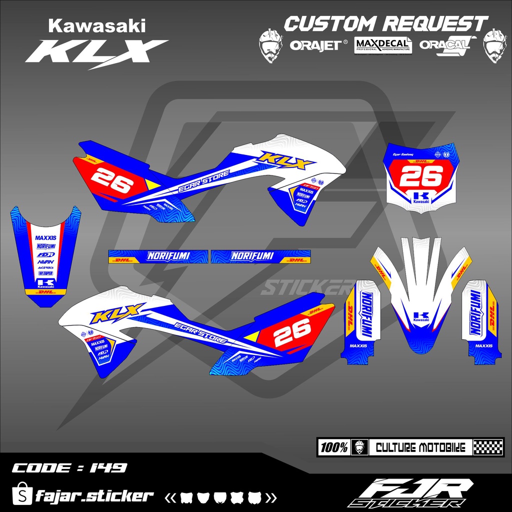 DECAL STICKER KLX BF DTRACKER KLX GORDON FULL BODY - CUSTOM DESAIN