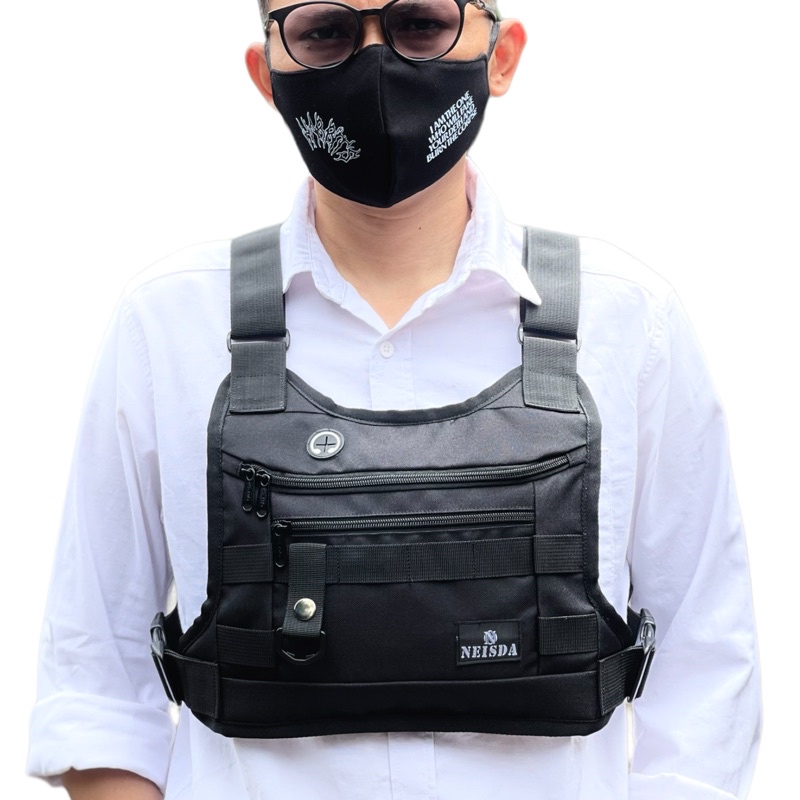 TAS DADA PRIA TACTICAL ORIGINAL NEISDA HITAM BEST SELLER / CHEST RIG BAG NEISDA ORIGINAL / CHEST BAG PREMIUM ORIGINAL NEISDA