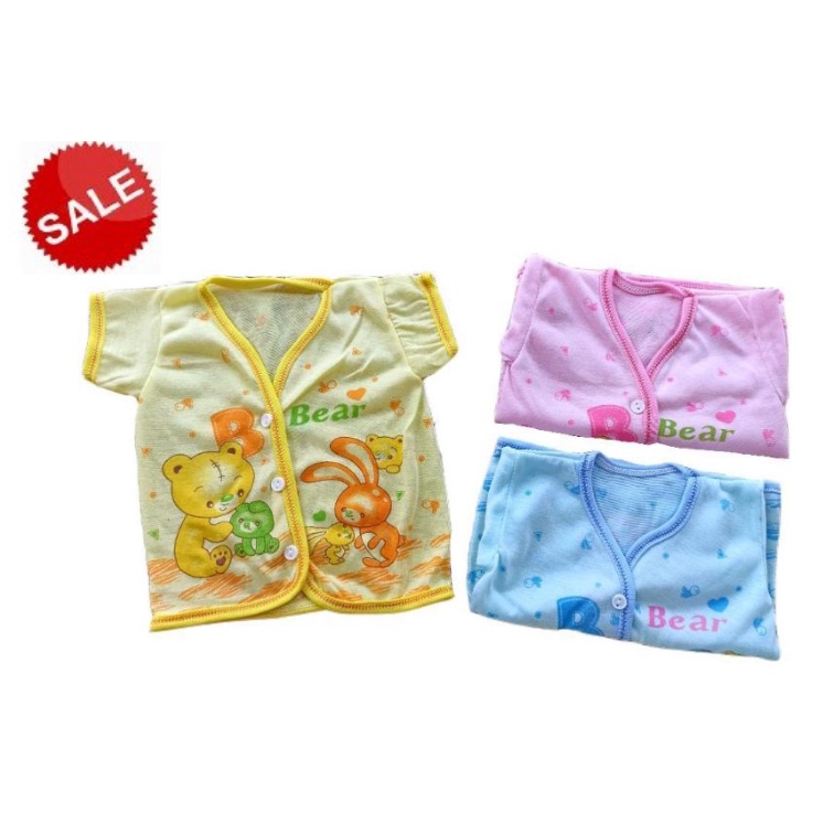 12pc BAJU BAYI LENGAN PENDEK warna, Bayi Lengan pendek Bahan Cotton Newborn Baby Unisex