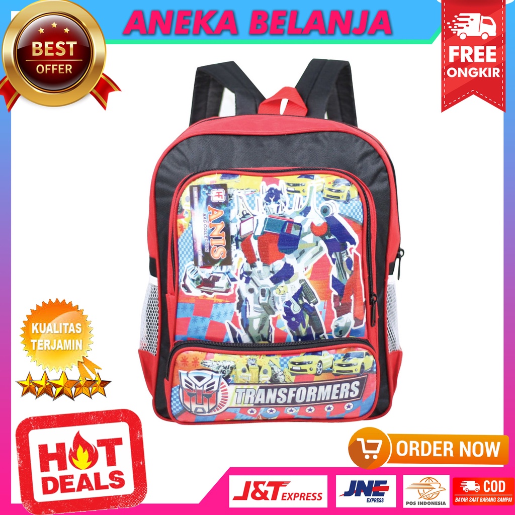 Tas Anak Laki-laki Motif Transformers Biru Ransel Sekolah TK Paud Murah Tebal Trendy Berkualitas