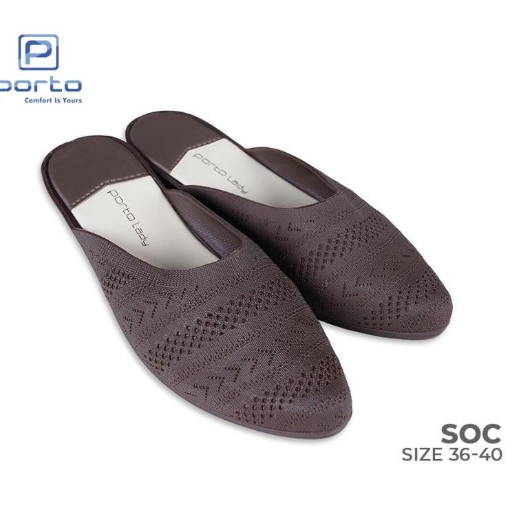 E92G Sepatu Sandal wedges Porto lady SOC Sendal selop ujung lancip tertutup Trendy JUE