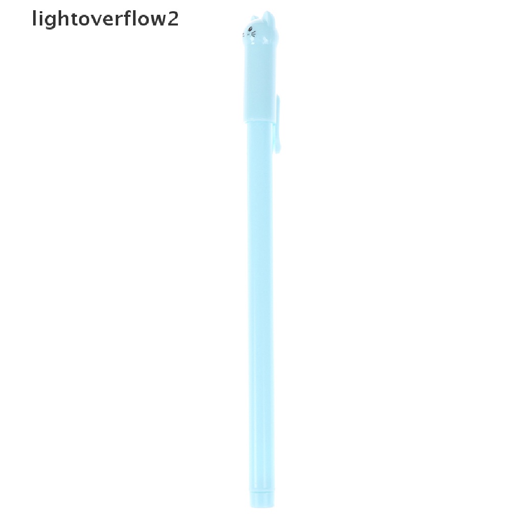 (lightoverflow2) 6pcs Pulpen Gel 0.5mm Bentuk Kucing Untuk Sekolah / Kantor