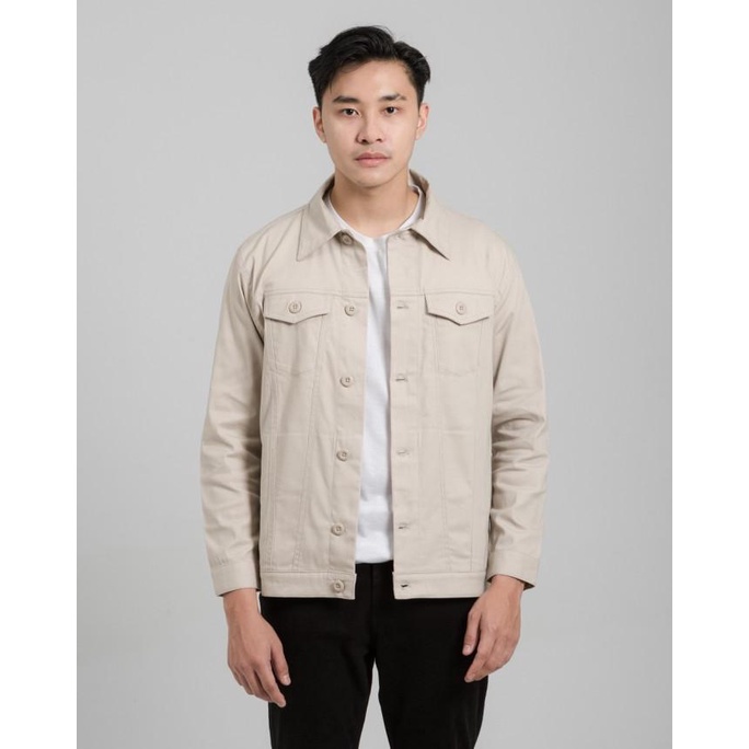LIVEHAF - Trucker Canvas Jacket Light Cream