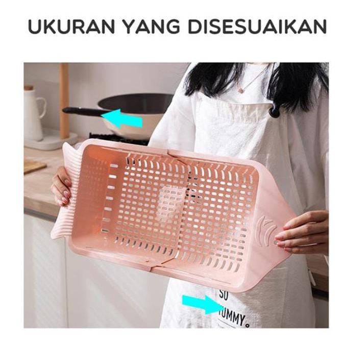 Keranjang Penyaring Buah Sayur Samono SDB01 Drain Basket Adjustable Multifungsi Wastafel Praktis